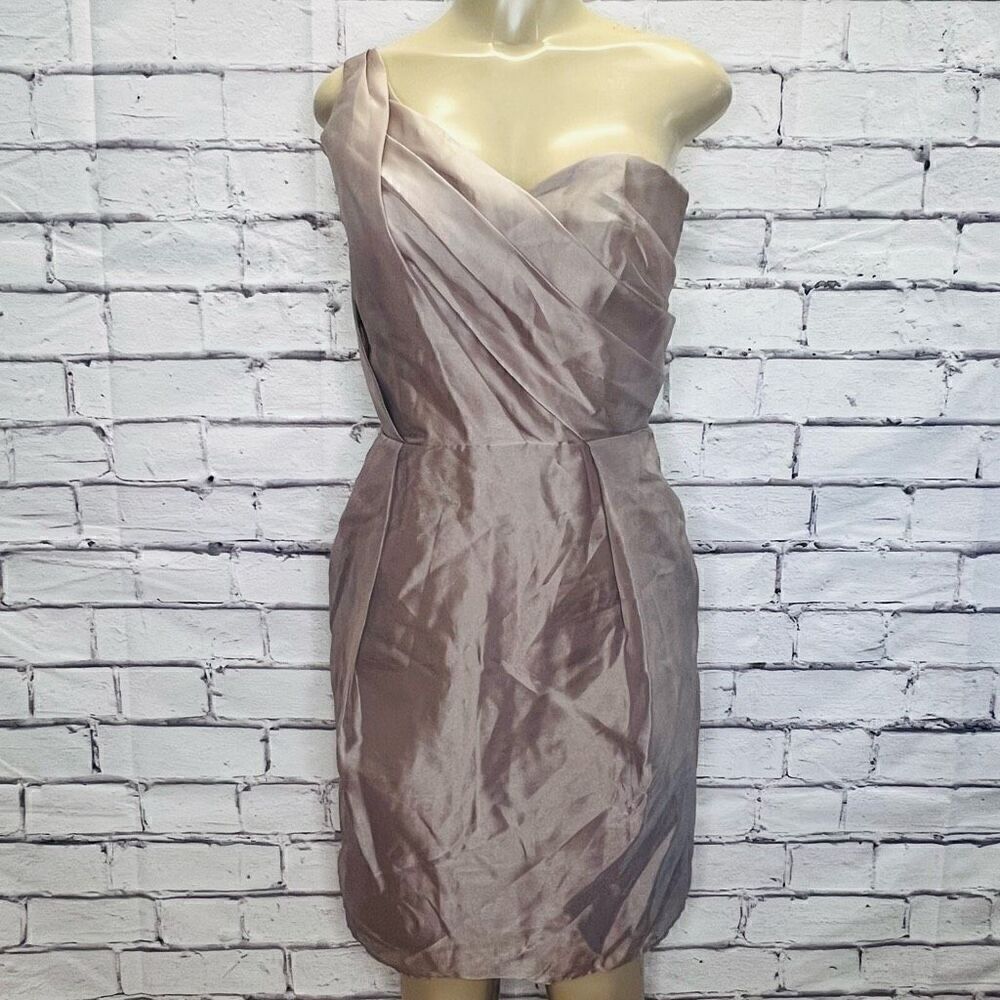 Alvina Valenta Womens Mauve From JLM Couture Shimmer One Shoulder Dress Size 8